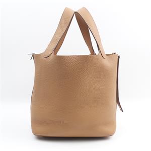 Pre-owned Hermes Calfskin Shoulder Bags Picotin 22 Khaki Shoulder Bag