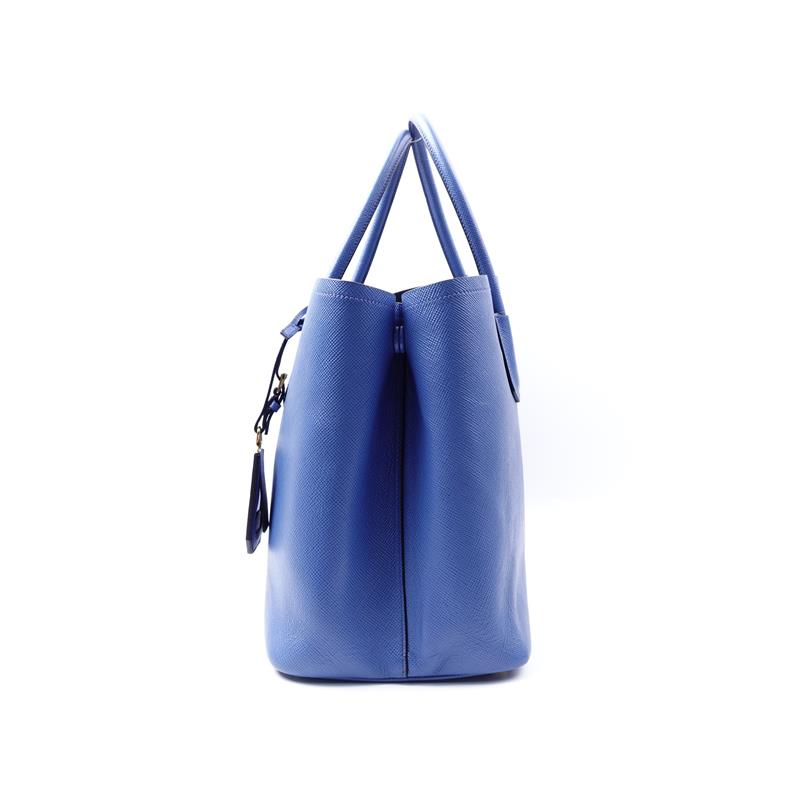 Pre-owned Prada Blue Double Saffiano Leather Bag