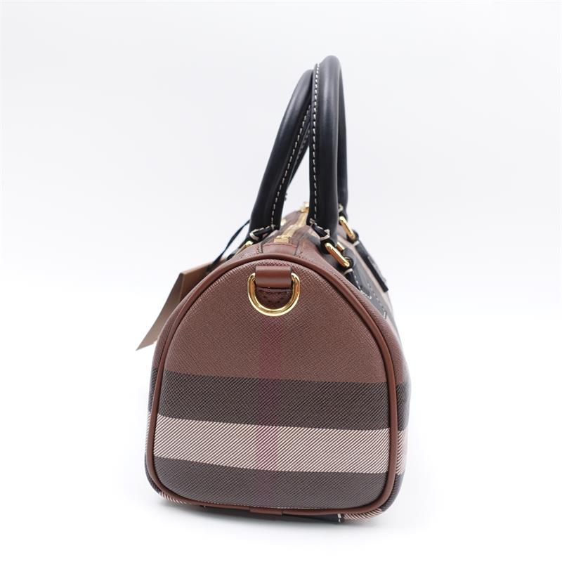 Pre-owned Burberry Boston Brown Coated Canvas Crossbody Bag