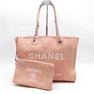 Pre-owned Chanel Deauville Pink Knitted Fabric Shoudler Bag