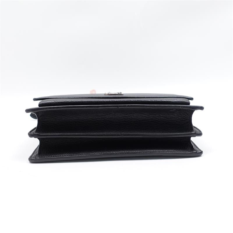 Pre-owned Saint Laurent Sunset Black Calfskin Shoulder Bag