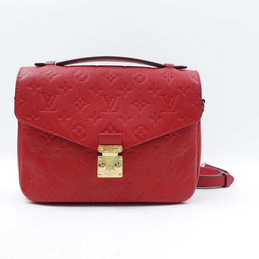 Pre-owned Louis Vuitton Calfskin Shoulder Bags Pochette Metis Red Empreinte Shoulder Bag