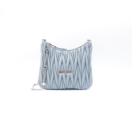 Pre-owned Miumiu Cloud Blue Calfskin Crystal Shoulder Bag