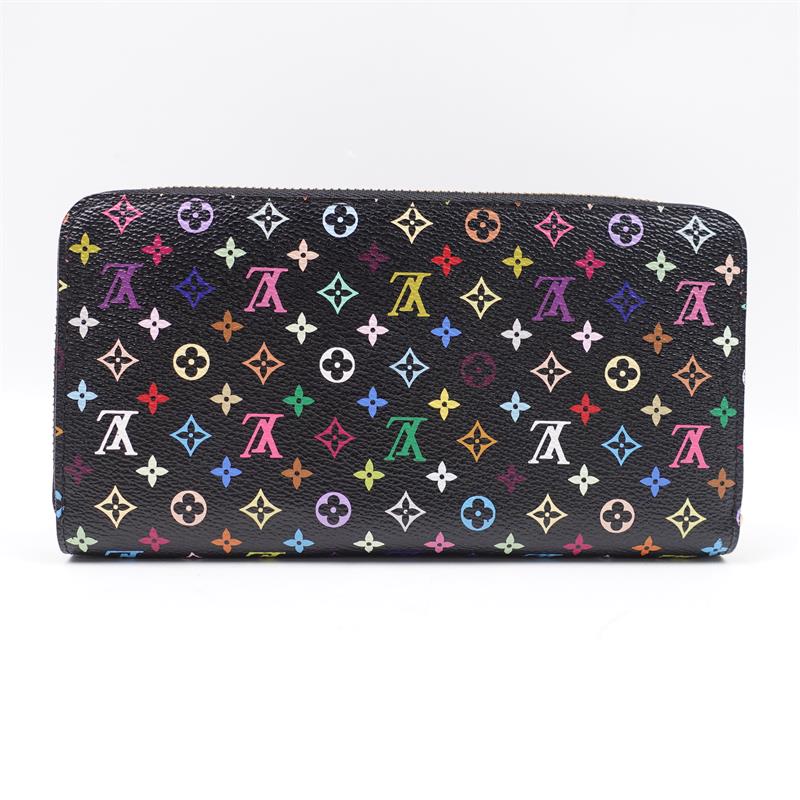 Pre-owned Louis Vuitton Canvas Small Leather Goods Louis Vuitto Zippy Black Multicolor Coated Wallet