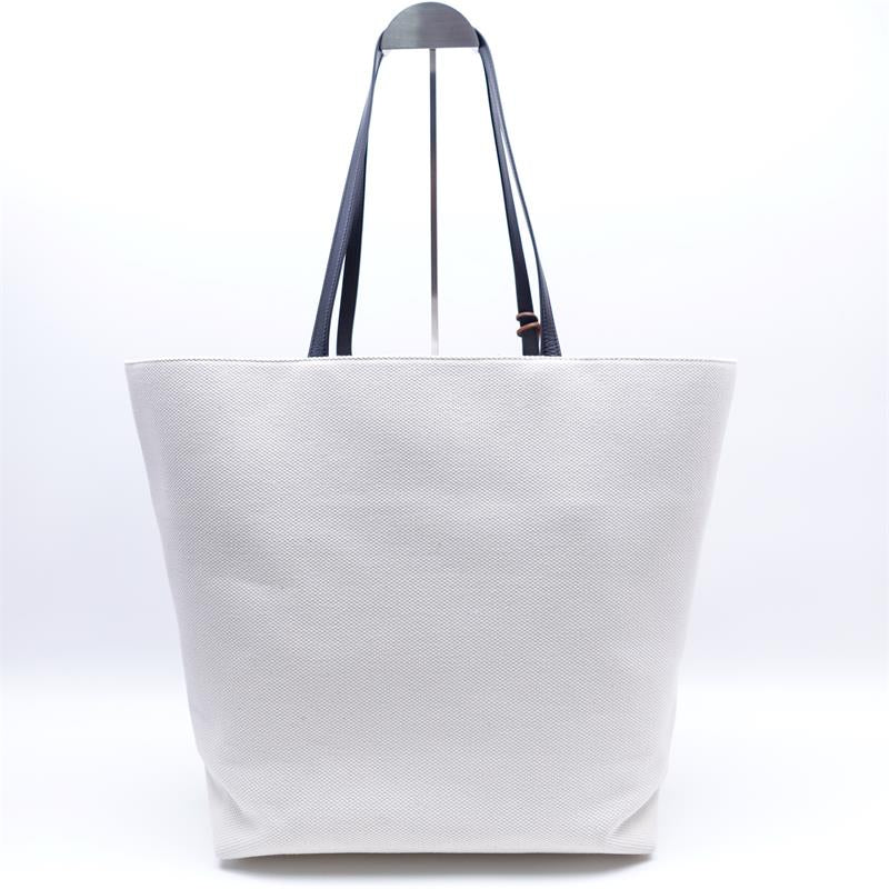 Pre-owned Celine Triomphe White Canvas Tote W/P