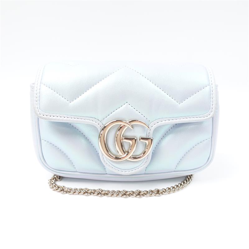 Pre-owned GUCCI Calfskin Shoulder Bags Marmont Mermaid Blue Shoulder Bag