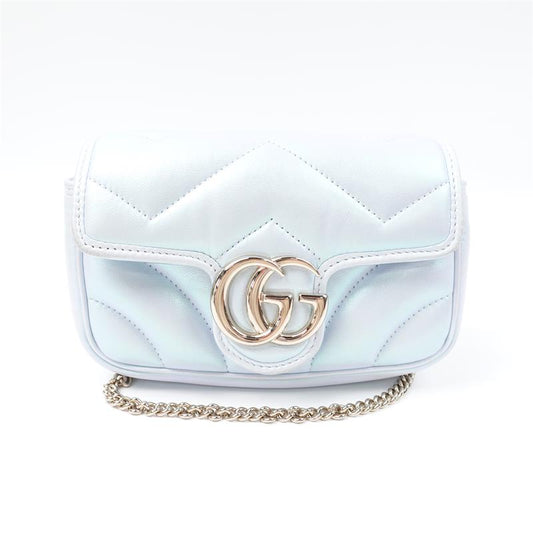 Pre-owned GUCCI Calfskin Shoulder Bags Marmont Mermaid Blue Shoulder Bag