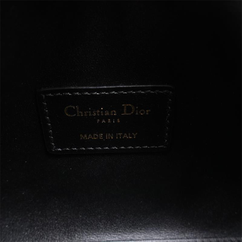 Pre-owned Christian Dior Calfskin Shoulder Bags Black Mini Boston Shoulder Bag