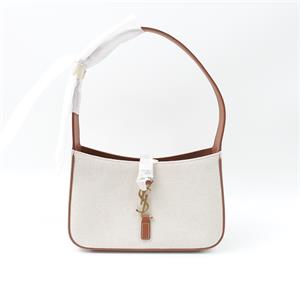 Pre-owned Yves Saint Laurent  LE 5 À 7 Beige Canvas Shoulder Bag