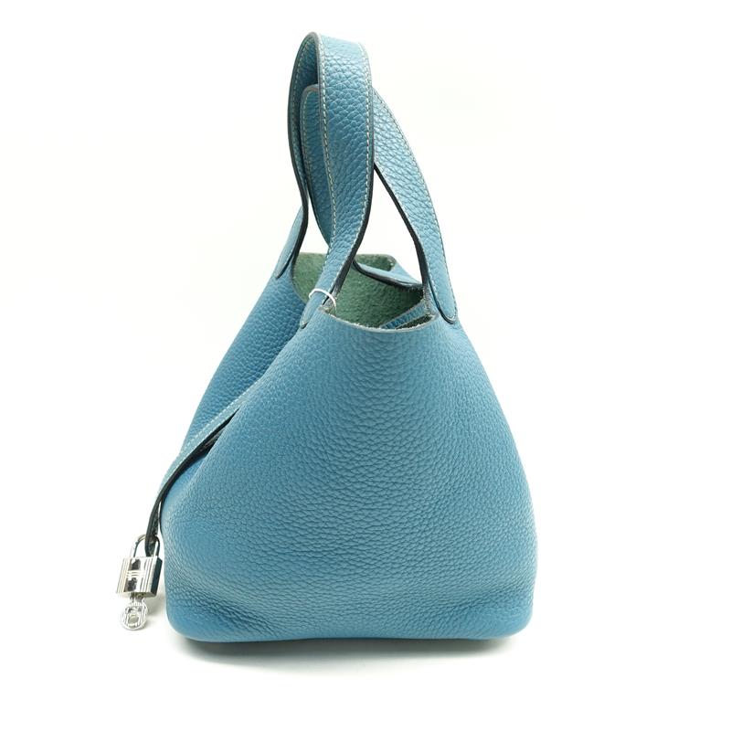 Pre-owned Hermes Picotin 18 Blue Calfskin Hobo Bag