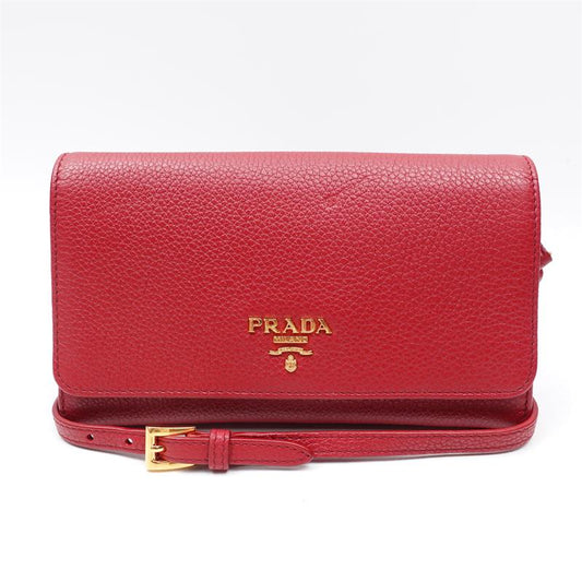 pre-owned Prada WOC Red Calfskin Crossbody Bag