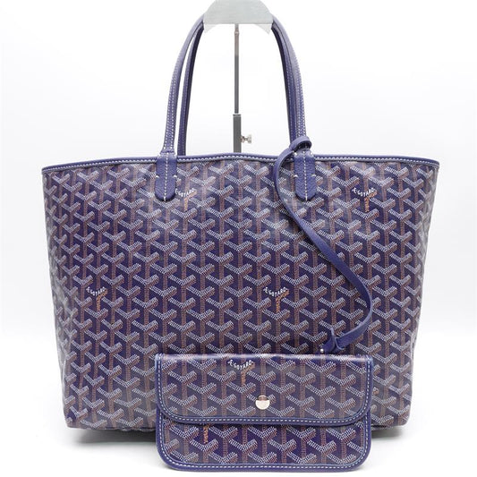 Pre-owned Goyard Saint-Louis Navy Coated Canvas Shoulder Bag