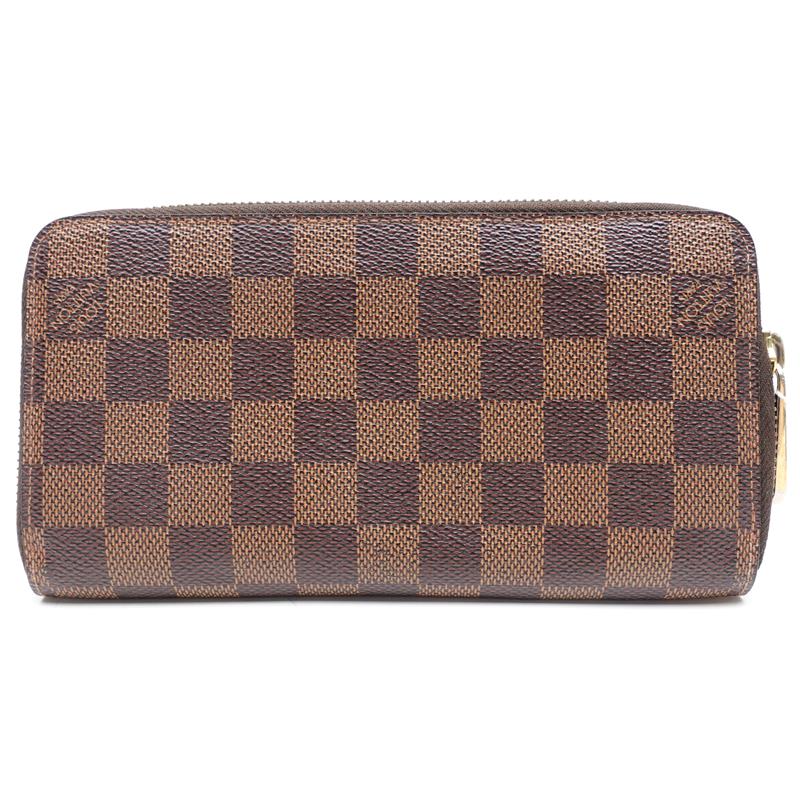 Pre-owned Canvas Small Leather Goods Louis Vuitton Damier Ebene Brown Coated Long Zippy Wallet