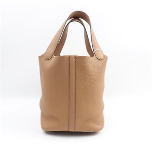Pre-owned Hermes Calfskin Shoulder Bags Picotin 22 Khaki Shoulder Bag