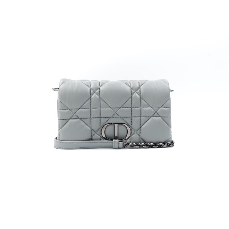Pre-owned Dior Caro Grey Lambskin Shoulder Bag