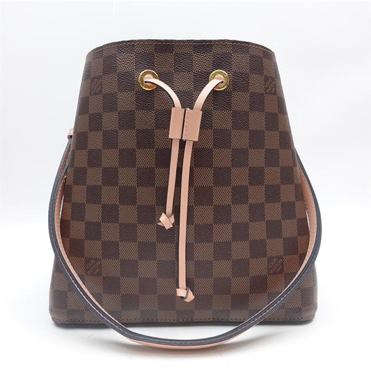 Pre-owned Neonoe Damier Ebene Brown Coated Canvas Shoulder Bag