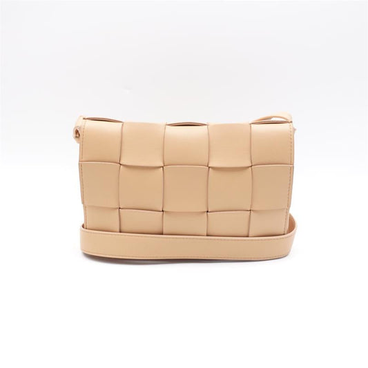 Pre-owned Bottega Veneta Maxi Intrecciato Cassette Beige Calfskin Shoulder Bag