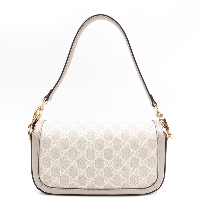 Pre-owned Gucci 1955 Horsebit Beige Coated Canvas Shoulder Bag
