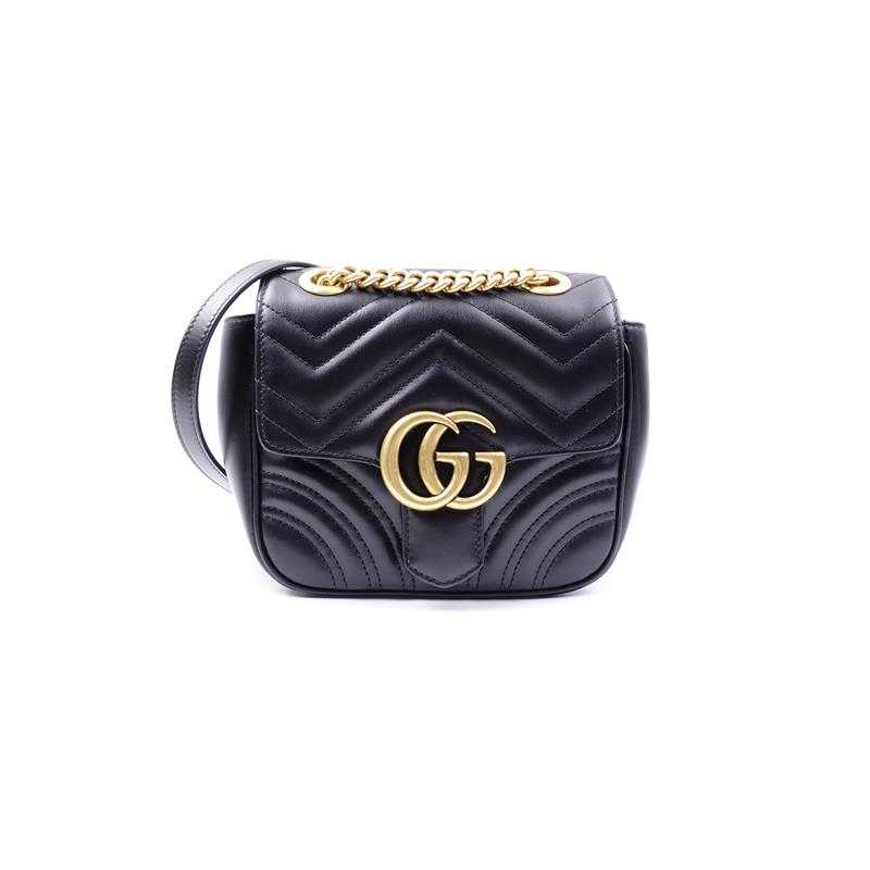 Pre-owned Gucci Marmont Black Calfskin Shoulder Bag
