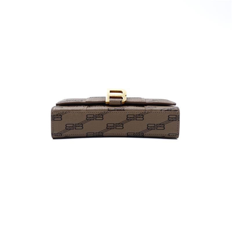 Pre-owned Balenciaga Hourglass Brown Coated Canvas Shoulder Bag