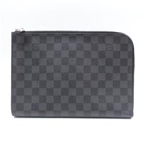 Pre-owned Louis Vuitton Pochette Jour Black Coated Canvas Clutch Bag