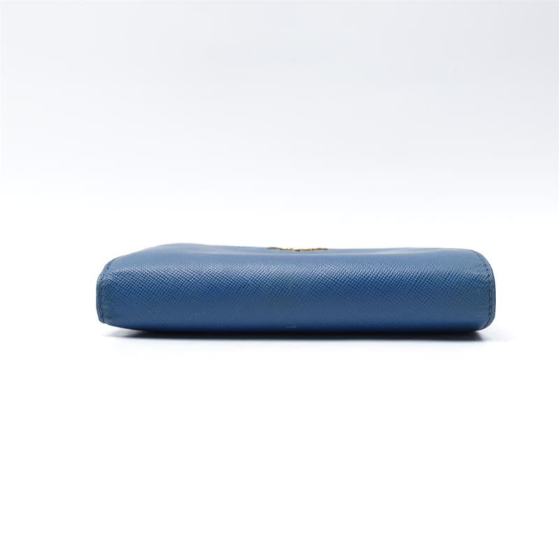 Pre-owned Prada Saffiano Blue Calfskin Wallet