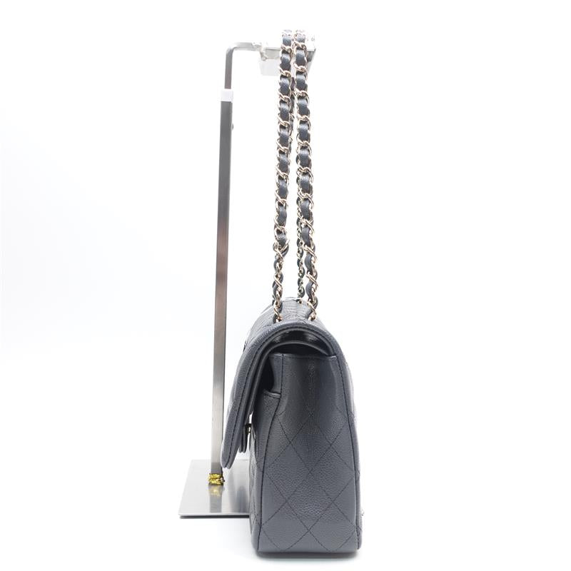 Pre-owned Chanel CF Gray & Gold Caviar Calfskin Shoulder Bag