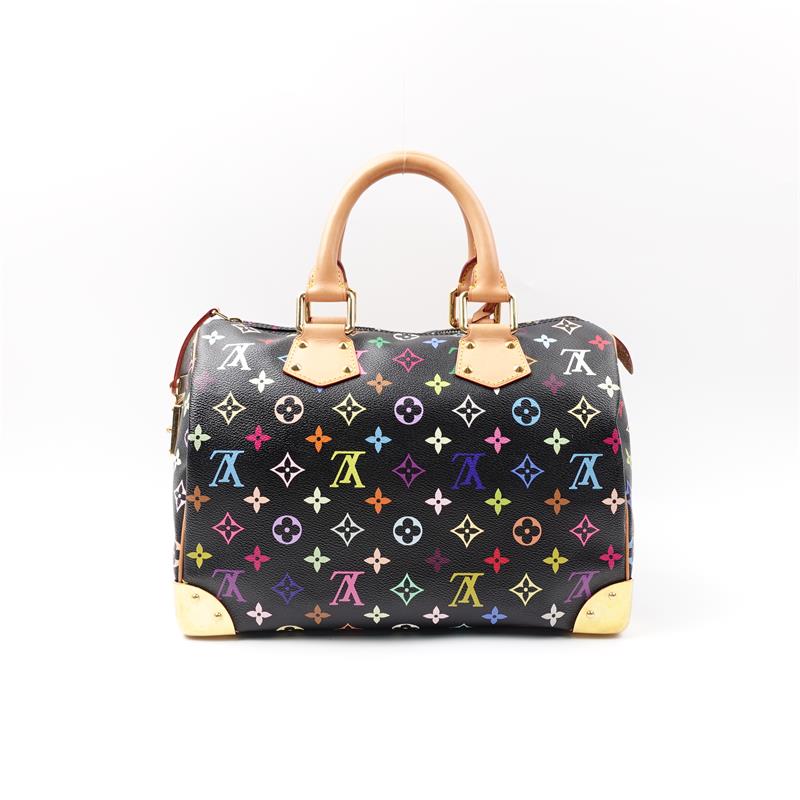 Pre-owned Louis Vuitton Speedy 30 Black Multi Coated Canvas Shoulder Bag