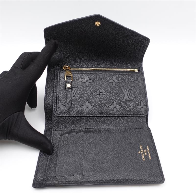 Pre-owned Louis Vuitton Calfskin Small Leather Goods Black with Gold Hareware Wallet