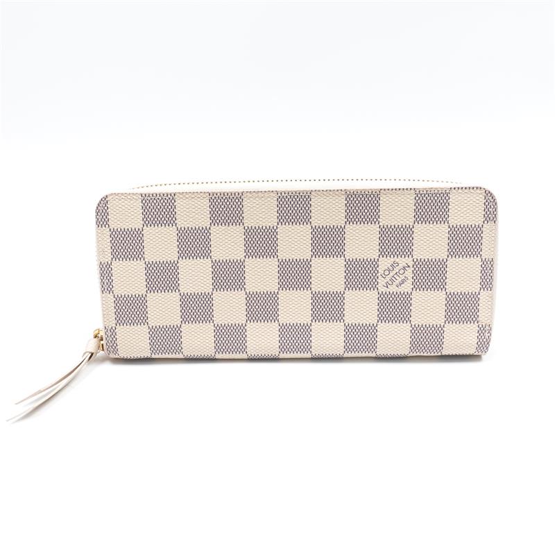 Pre-owned Louis Vuitton Clemence Damier Azur White Coated Canvas Wallet