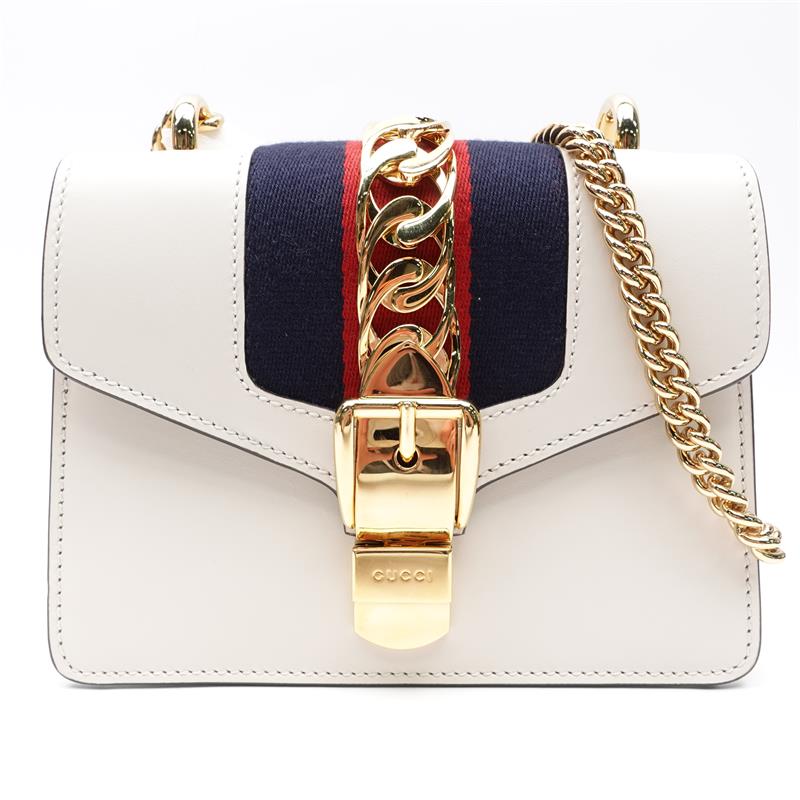 Gucci Sylvie White Calfskin Cross Body Bag
