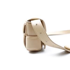 Pre-owned Bottega Cassette Milk Tea Calfskin Shoulder Bag