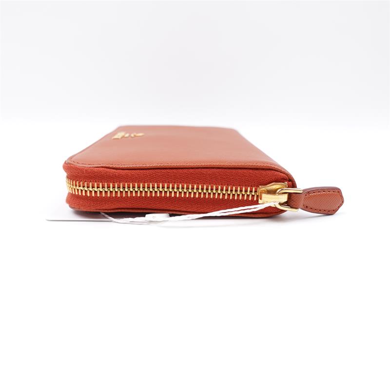 Pre-owned Prada Dirty Orange Saffiano Wallet