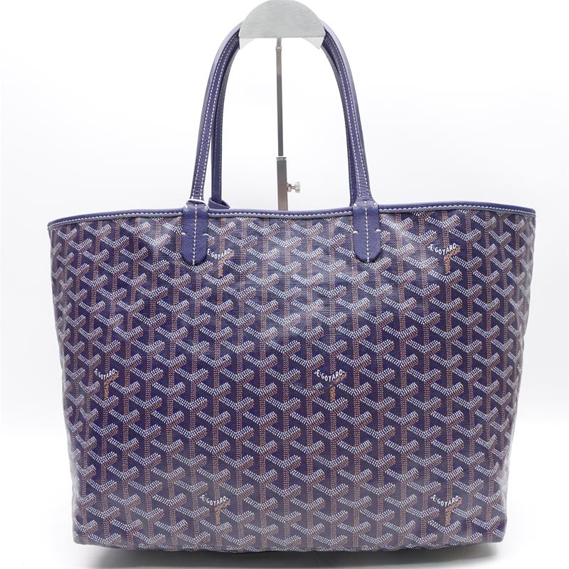 Pre-owned Goyard Saint-Louis Navy Coated Canvas Shoulder Bag