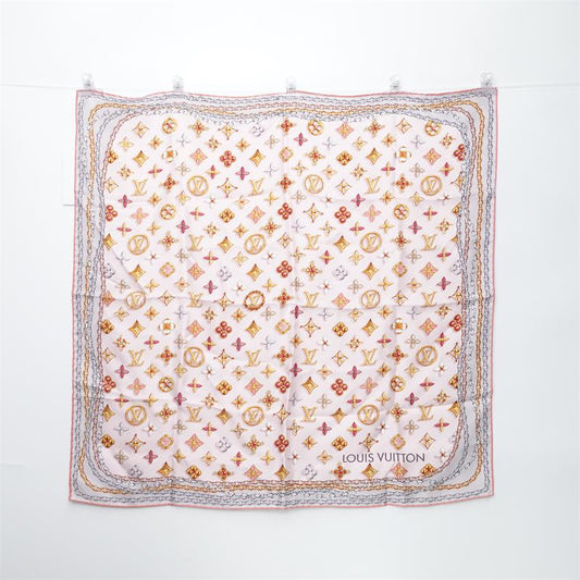 Pre-owned Louis Vuitton Pink Monogram Scarf
