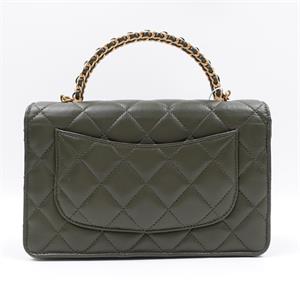 Chanel Dark Green Lambskin Satchel