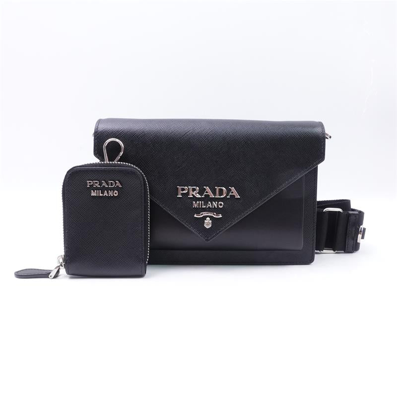 Pre-owned Prada Black Saffiano Shoulder Bag