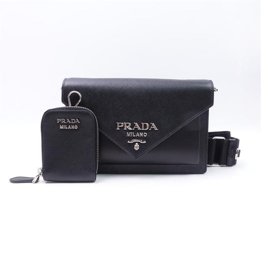 Pre-owned Prada Black Saffiano Shoulder Bag