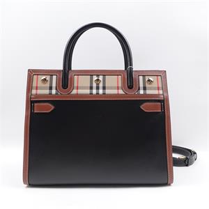 Pre-owned Burberry Title Black Calfskin Shoulder Bag