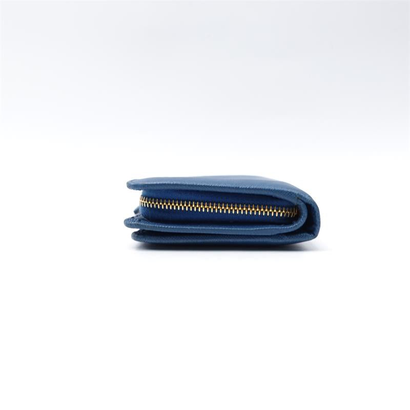 Pre-owned Prada Saffiano Blue Calfskin Wallet