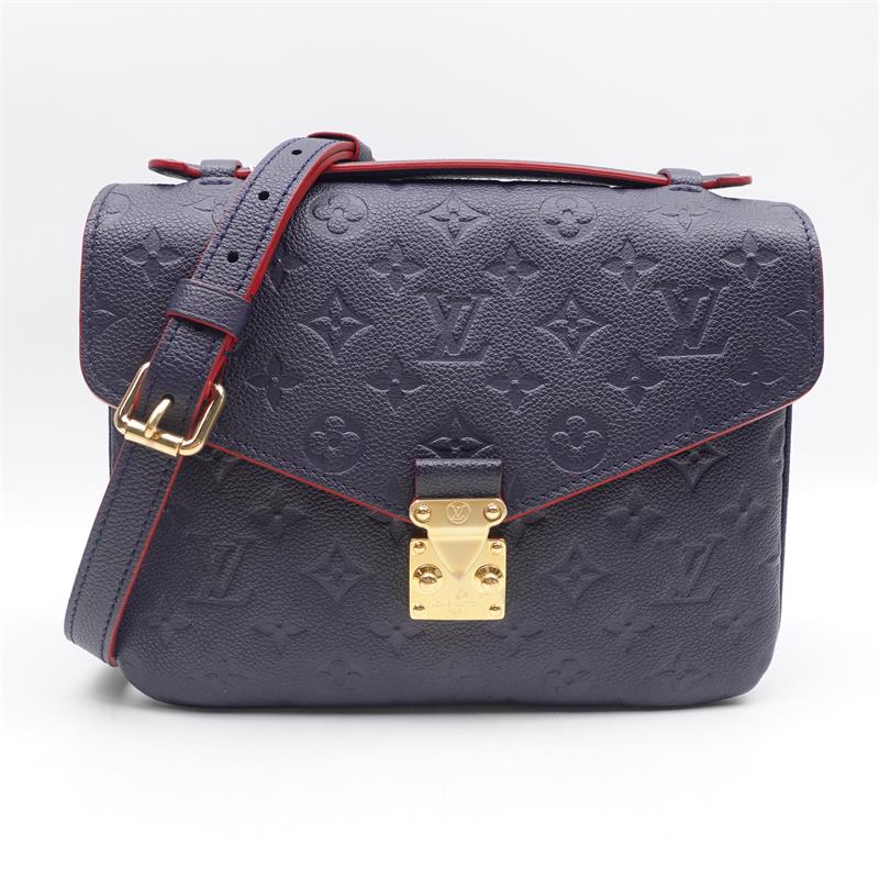 Pre-owned Louis Vuitton Clutch Bags Metis Navy Letaher Satchel