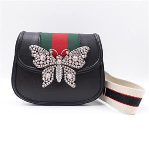Pre-owned Gucci Totem Black Calfskin Butterfly Shoulder Bag
