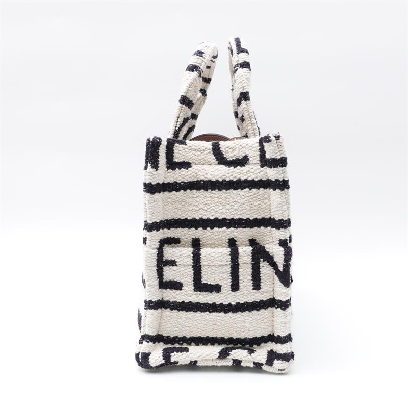 Pre-owned Celine Cabas White&Black Logo Tote Bag