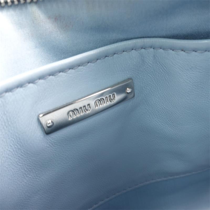 Pre-owned Miumiu Cloud Blue Calfskin Crystal Shoulder Bag