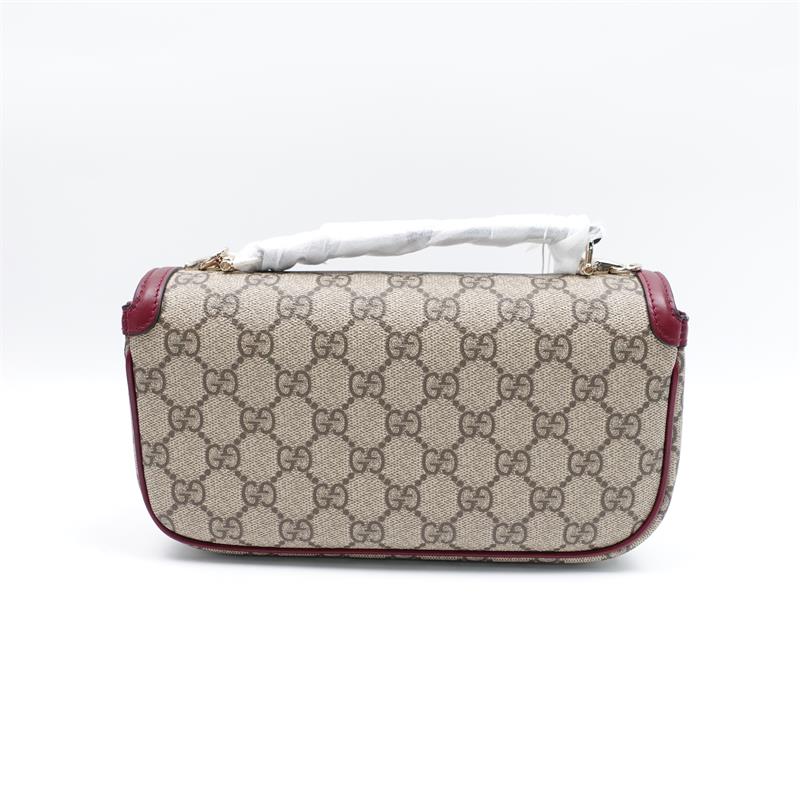 Pre-owned Gucci 1955 Burgundy Coated Canvas Shoulder Bag