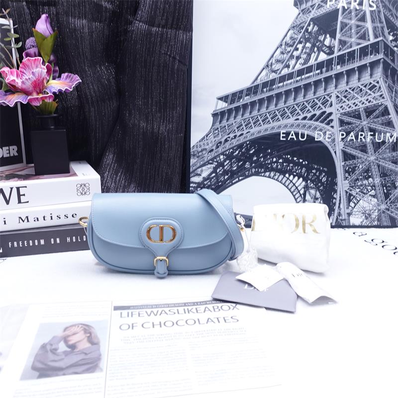 Pre-owned Dior Bobby Blue Calfskin Shoulder Bag