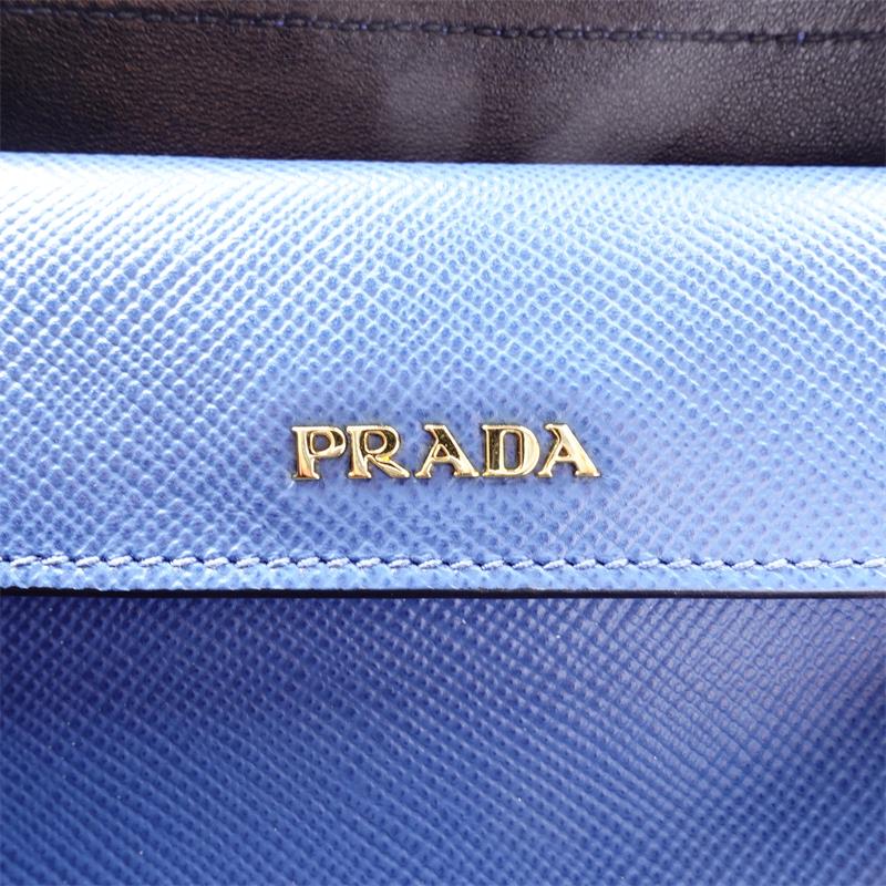 Pre-owned Prada Blue Double Saffiano Leather Bag