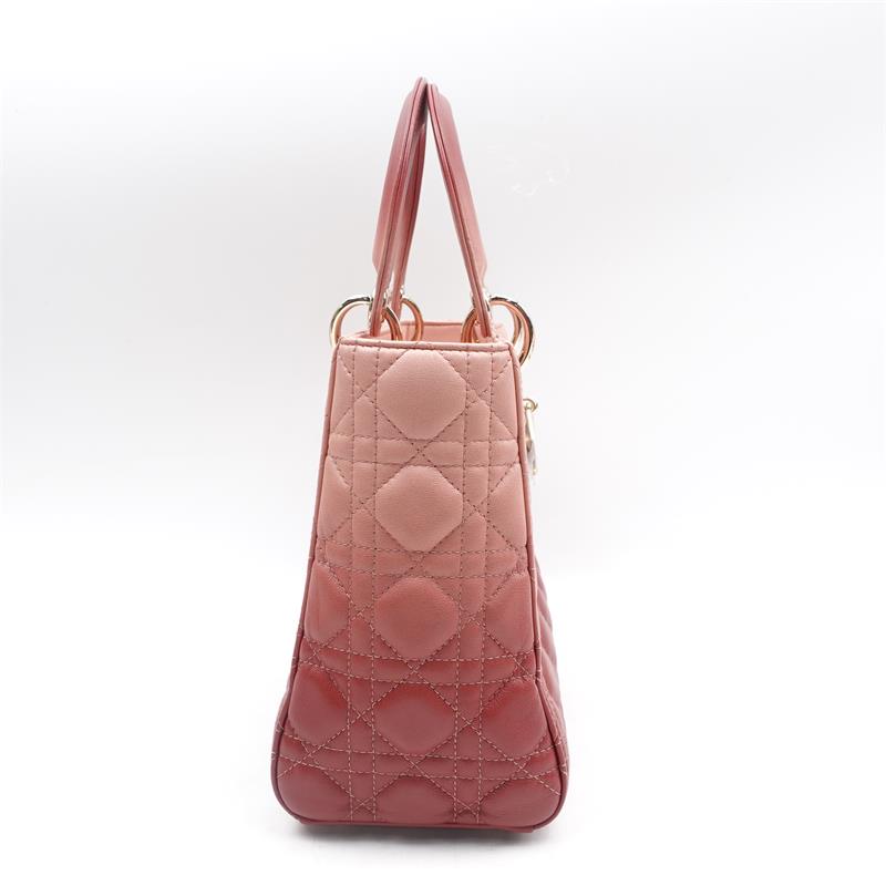 Pre-owned Dior Lady Medium Gradient Red Calfskin Shoulder Bag
