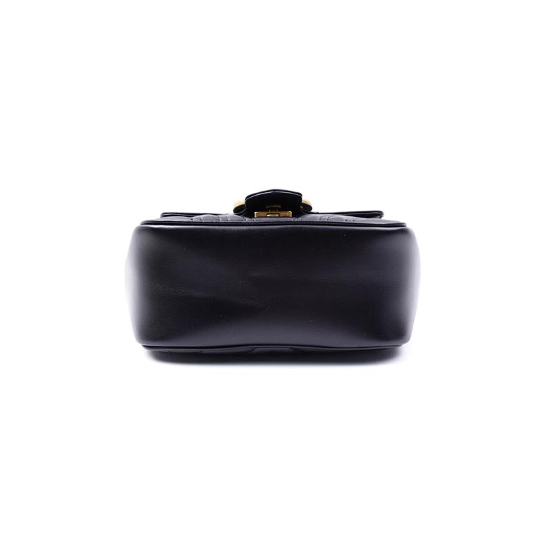Pre-owned Gucci Marmont Black Calfskin Shoulder Bag