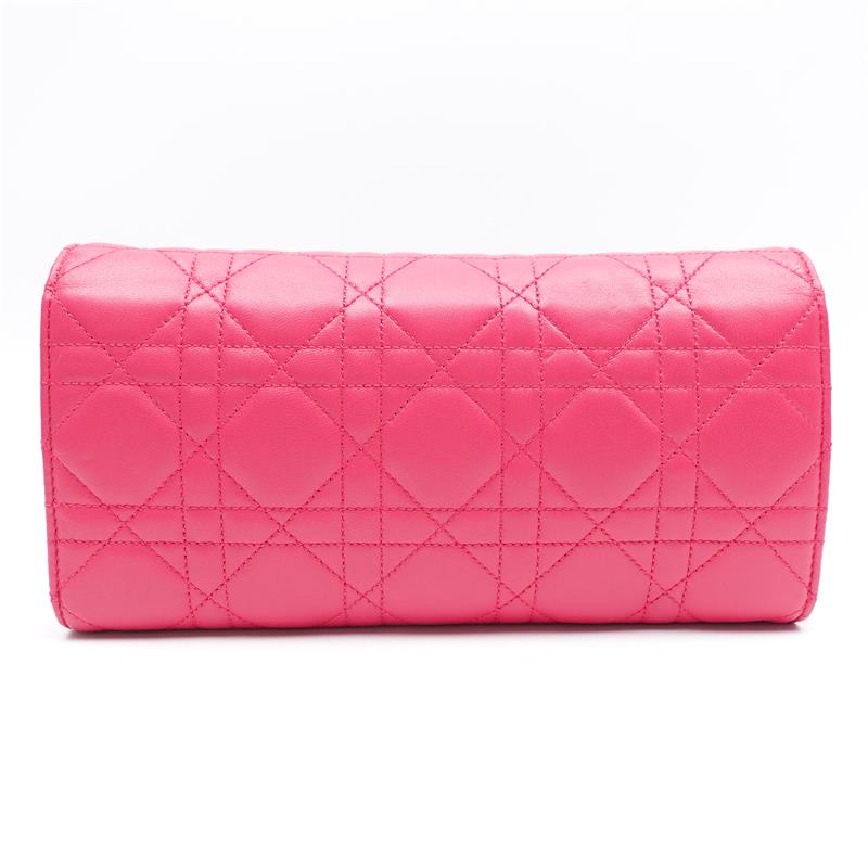 Pre-owned DIOR Lambskin Small Leather Goods Lady Rose Pink WOC